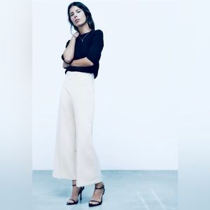 ZARA High waisted culottes with pronounced seams. Wide leg. White.